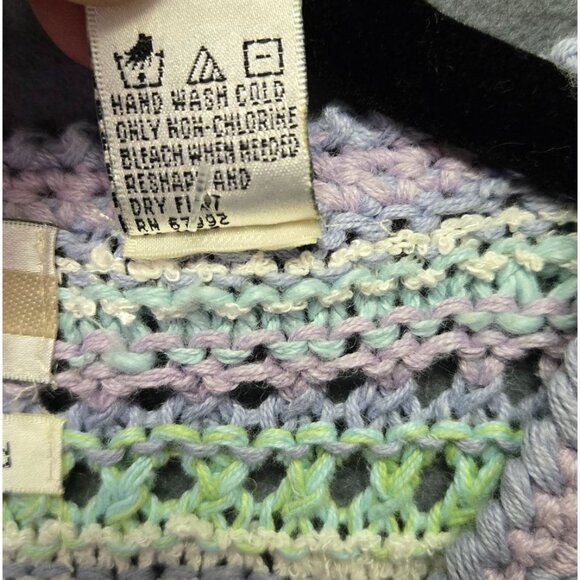 Vintage Hand-Knitted Cottagecore Grandma Cardigan Sweater M Pastel - Picture 4 of 10